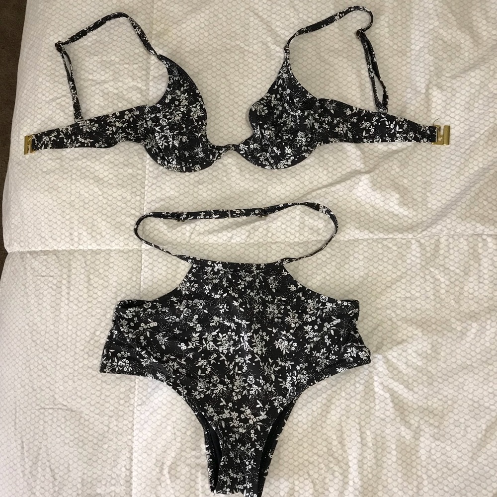 Somedays Lovin Black and White Floral Bikini
